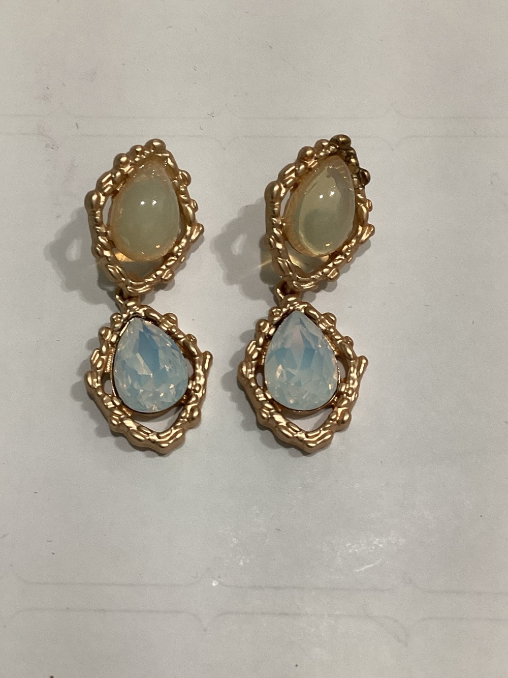 Gold-Tone Opalescent Teardrop Drop Earrings - Women Jewelry